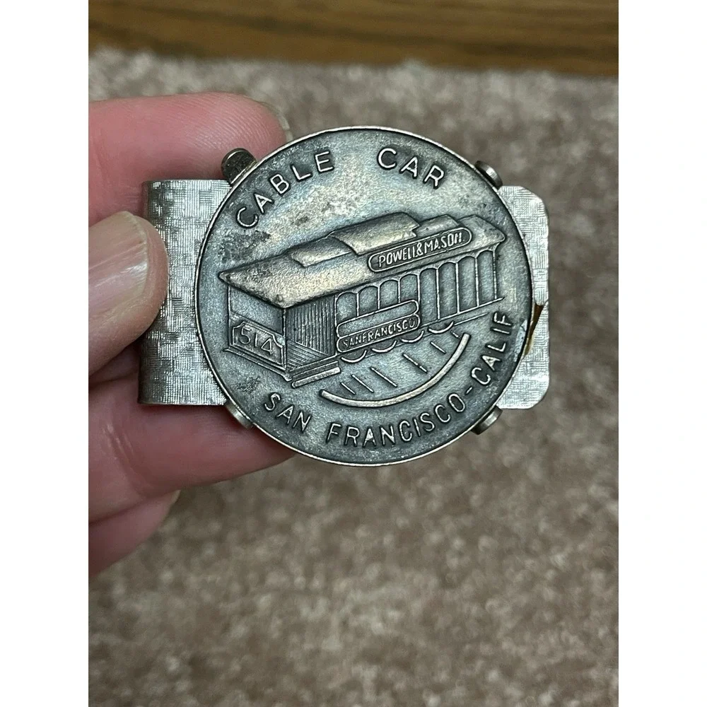 Vtg San Francisco Cable CAR Money Clip Railway Transit 514 Powell Mason Pewter